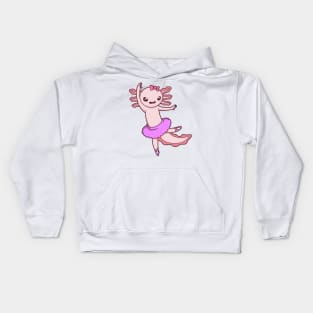 Comic Axolotl dances ballet - Ballerina Kids Hoodie